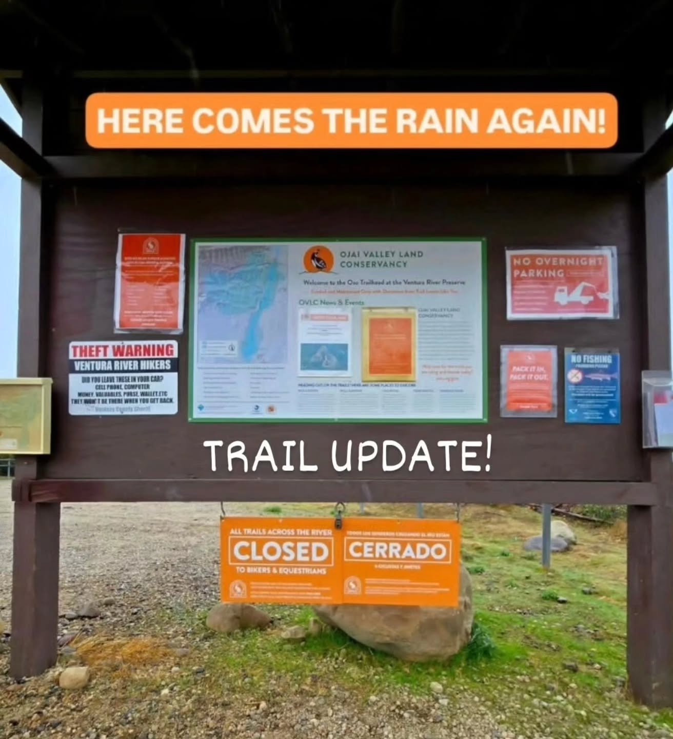 Trail Update: Trails west of the river at the Ventura River Preserve are temporarily closed to equestrians and bikers, but hiking is still permitted! We&rsquo;re excited for the rain and the spring flowers it will bring. To protect our trails, please